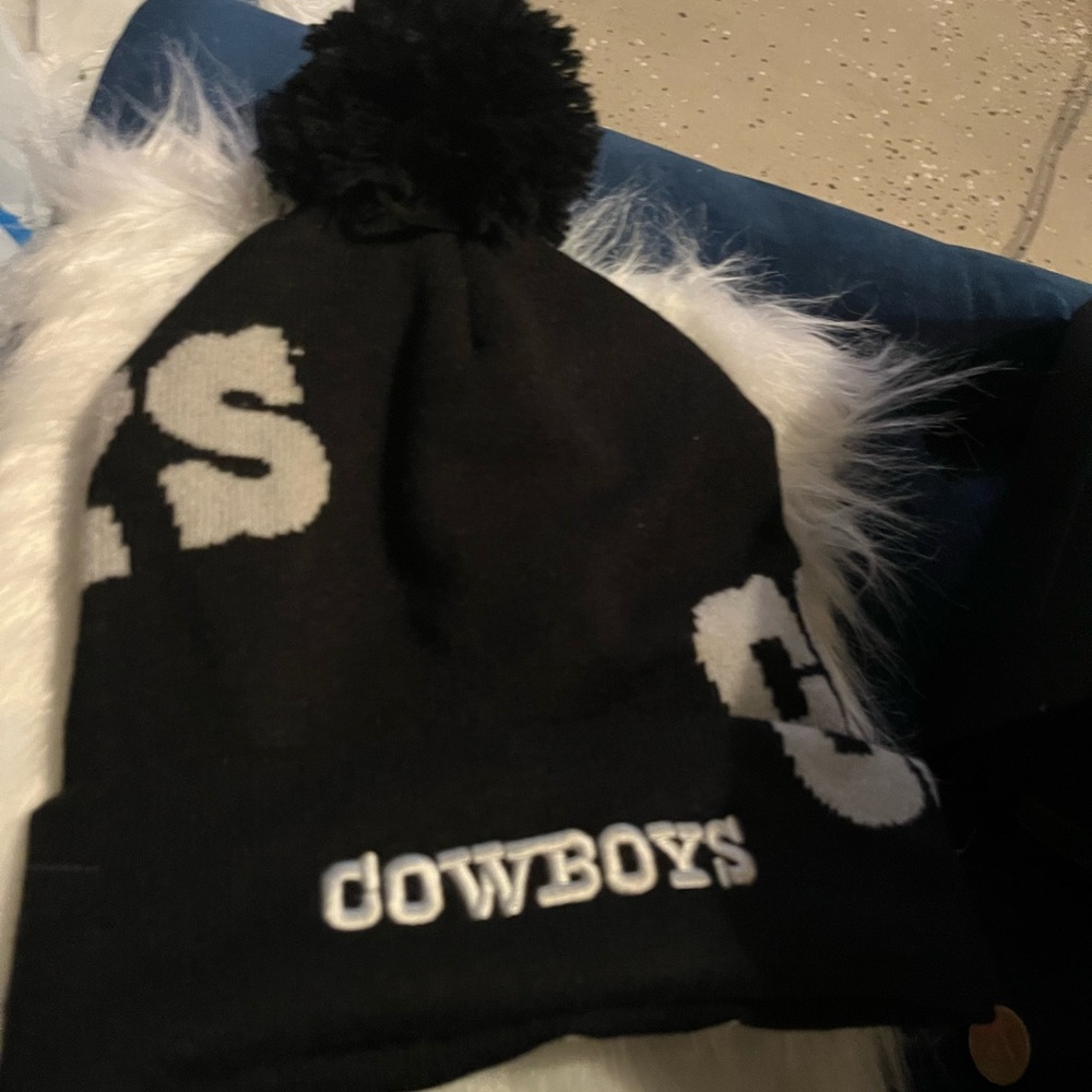 Black Cowboys Beanie with Pom Pom